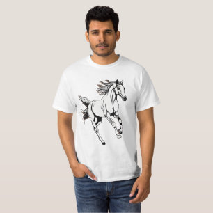 Outline Art Running Horse Design -  T-Shirt