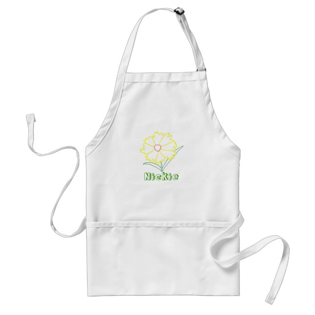 Outline art - yellow flower, Name colour in aprons (Front)