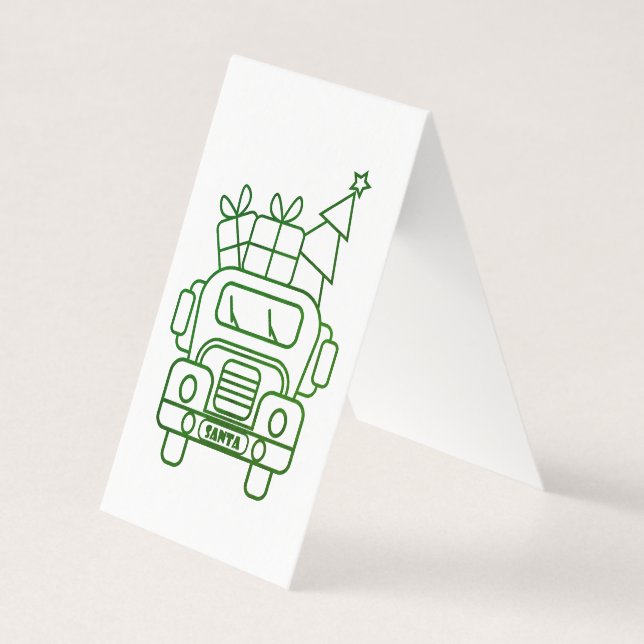 Outline Christmas truck Santa car front view (Front)