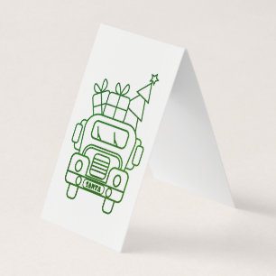 Outline Christmas truck Santa car front view