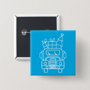 Outline Christmas truck Santa car front view 15 Cm Square Badge