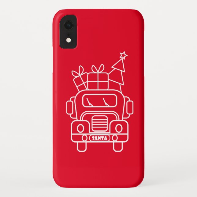 Outline Christmas truck Santa car front view Case-Mate iPhone Case (Back)