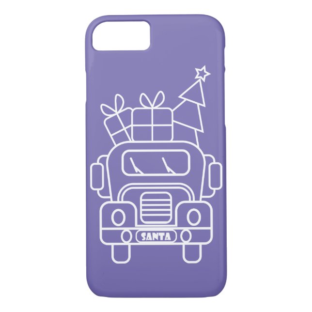 Outline Christmas truck Santa car front view Case-Mate iPhone Case (Back)