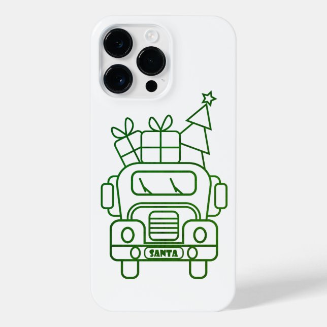 Outline Christmas truck Santa car front view iPhone Case (Back)