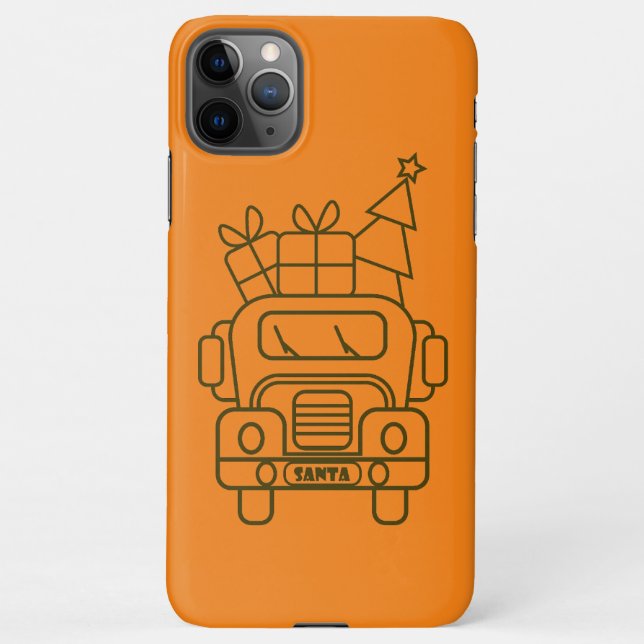 Outline Christmas truck Santa car front view iPhone Case (Back)