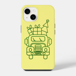 Outline Christmas truck Santa car front view iPhone 14 Case