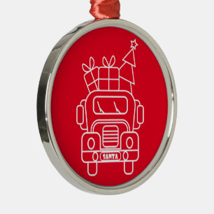Outline Christmas truck Santa car front view Metal Tree Decoration