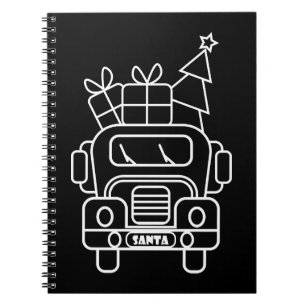 Outline Christmas truck Santa car front view Notebook