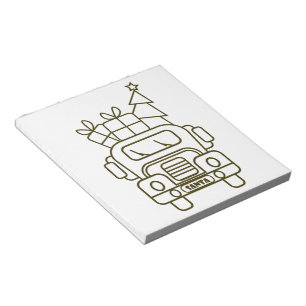 Outline Christmas truck Santa car front view Notepad