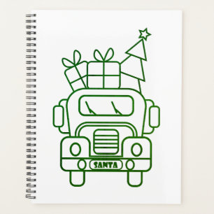 Outline Christmas truck Santa car front view Planner