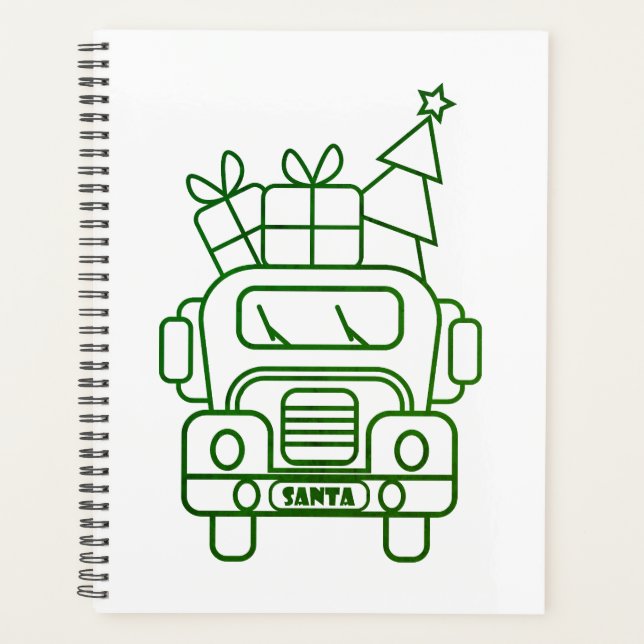 Outline Christmas truck Santa car front view Planner (Front)