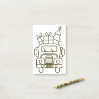 Outline Christmas truck Santa car front view