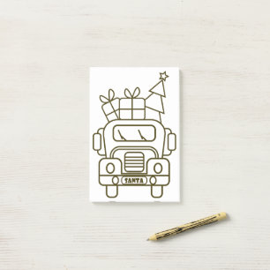 Outline Christmas truck Santa car front view Post-it Notes