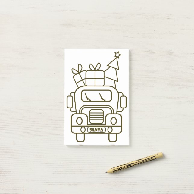 Outline Christmas truck Santa car front view Post-it Notes (On Desk)