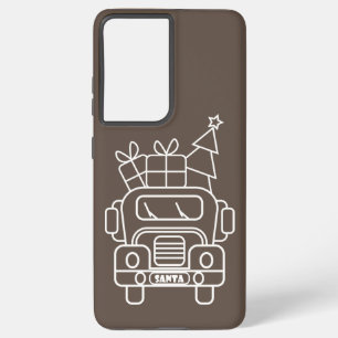Outline Christmas truck Santa car front view Samsung Galaxy Case