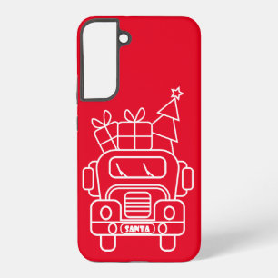 Outline Christmas truck Santa car front view Samsung Galaxy Case
