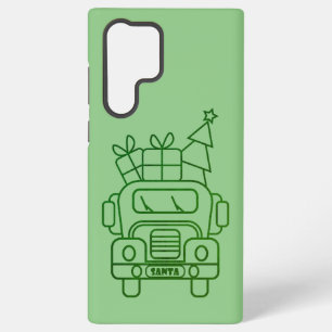 Outline Christmas truck Santa car front view Samsung Galaxy Case