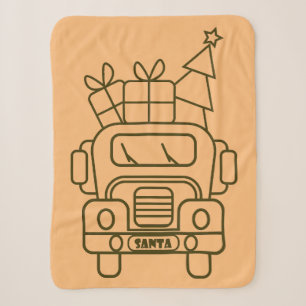 Outline Christmas truck Santa car front view Sherpa Blanket