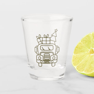 Outline Christmas truck Santa car front view Shot Glass