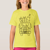 Outline Christmas truck Santa car front view