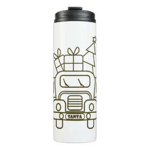 Outline Christmas truck Santa car front view Thermal Tumbler
