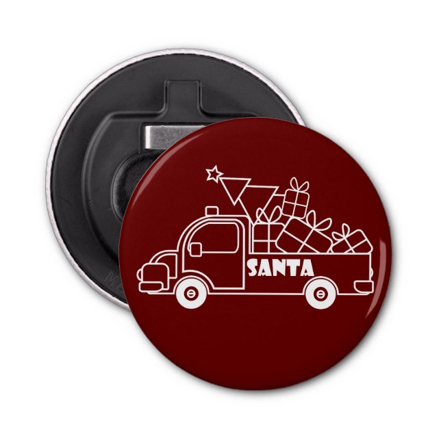 Outline Christmas truck Santa car side view Bottle Opener (Front)
