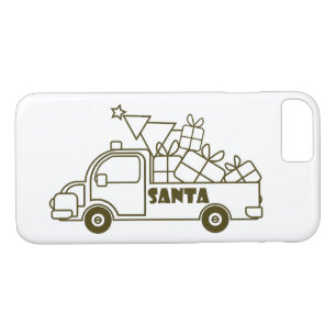 Outline Christmas truck Santa car side view iPhone 8/7 Case