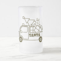 Outline Christmas truck Santa car side view