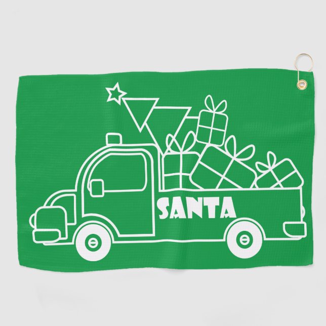 Outline Christmas truck Santa car side view Golf Towel (Horizontal)