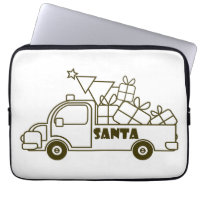 Outline Christmas truck Santa car side view