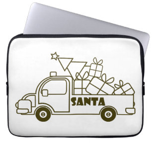 Outline Christmas truck Santa car side view Laptop Sleeve