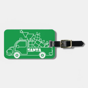 Outline Christmas truck Santa car side view Luggage Tag