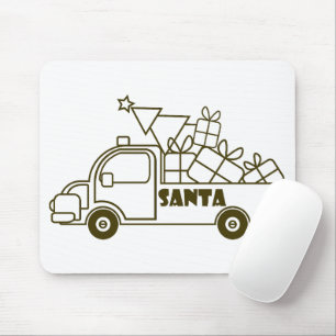 Outline Christmas truck Santa car side view Mouse Mat