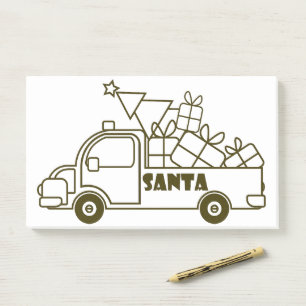 Outline Christmas truck Santa car side view Post-it Notes