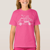 Outline Christmas truck Santa car side view