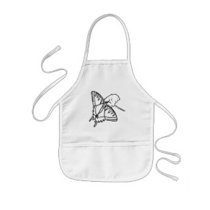Outline drawing butterfly & flower colouring kids apron