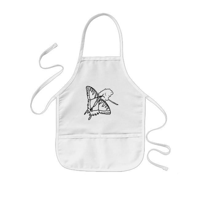 Outline drawing butterfly & flower colouring kids apron (Front)