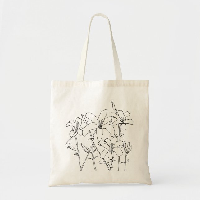 Outline Drawing Lily Flowers Custom Bags (Front)
