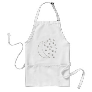 Outline drawing, moon and stars, colouring aprons