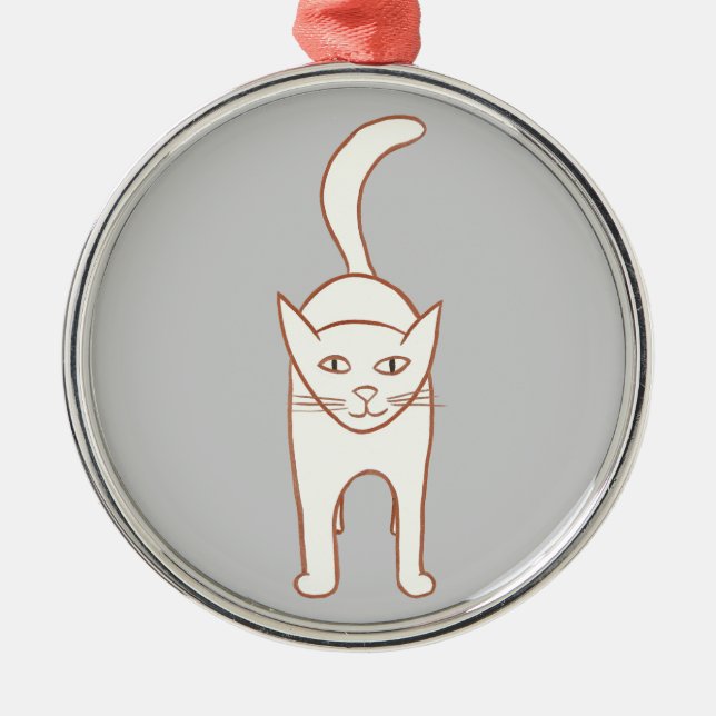 Outline Drawing of Standing Cat Halloween Ornament (Front)