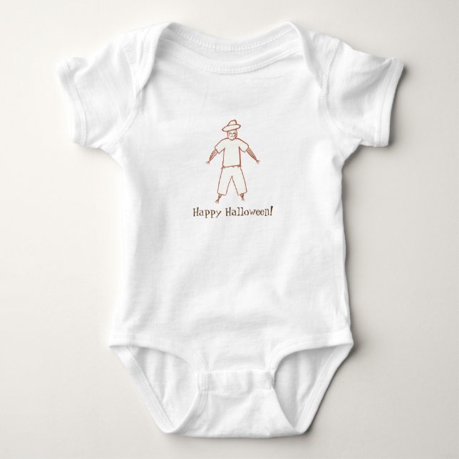 Outline Drawing Scarecrow Happy Halloween Shirts (Front)