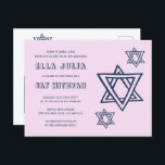 OUTLINE LETTER STAR of DAVID Custom QR BAT Mitzvah Postcard<br><div class="desc">Perfect postcard to announce a bar or bat mitzvah! Hand made art for you with star of david design on the front and QR code on back side! FULLY CUSTOMIZABLE! Click on “Personalise” above to edit the text. Click "edit using design tool" to adjust the fonts, colours and placements and...</div>