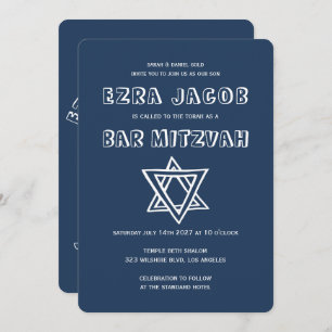 OUTLINE LETTERS STAR OF DAVID Custom Bar Mitzvah Invitation