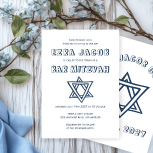 OUTLINE LETTERS STAR OF DAVID Custom Bar Mitzvah Invitation
