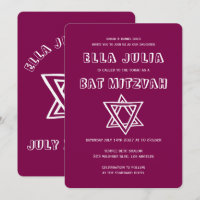 OUTLINE LETTERS STAR OF DAVID Custom Bat Mitzvah
