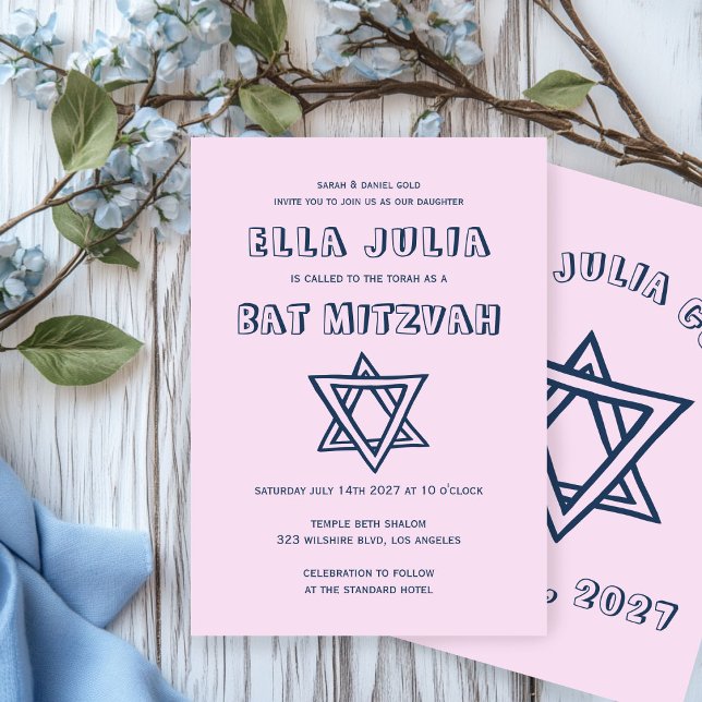 OUTLINE LETTERS STAR OF DAVID Custom Bat Mitzvah Invitation (OUTLINE LETTERS STAR OF DAVID Custom Bat Mitzvah Invitation
)