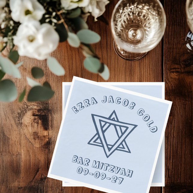 OUTLINE LETTERS STAR of DAVID Custom Bat Mitzvah Napkin (OUTLINE LETTERS STAR of DAVID Custom Bat Mitzvah Napkins
)