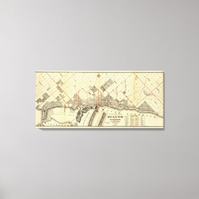 Outline Map of Duluth and Suburbs Canvas Print (Front)