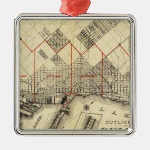 Outline Map of Duluth and Suburbs Metal Tree Decoration