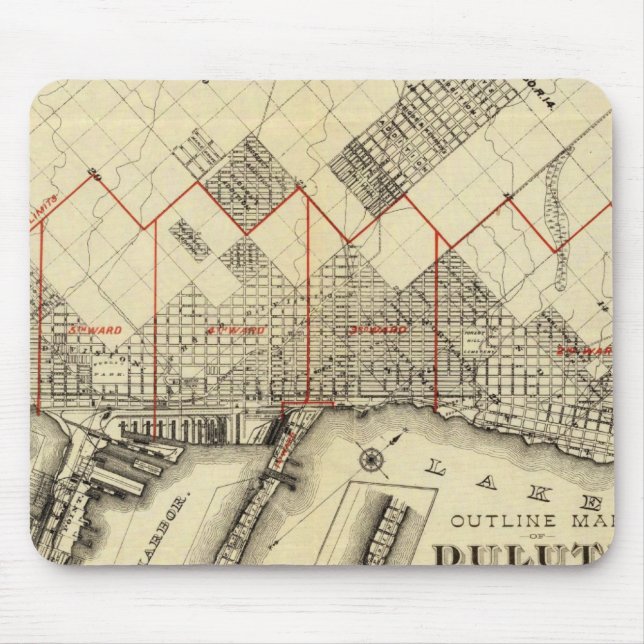 Outline Map of Duluth and Suburbs Mouse Mat (Front)